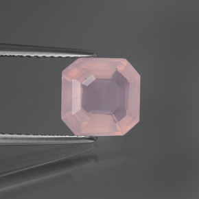 Quartzo rosa rosa natural 2,20ct, corte esmeralda, transparente