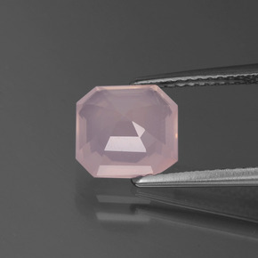 Quartzo rosa rosa natural 2,20ct, corte esmeralda, transparente