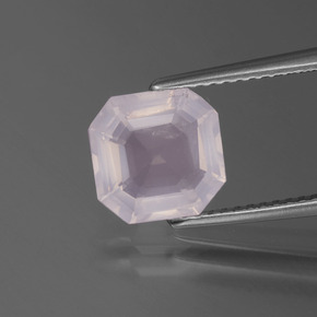 Quartzo rosa rosa natural 2,17ct, corte esmeralda, transparente