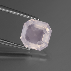 Quartzo rosa rosa natural 2,17ct, corte esmeralda, transparente