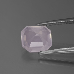 Quartzo rosa rosa natural 2,17ct, corte esmeralda, transparente