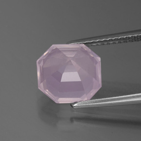 Quartzo Rosa Luz rosa Natural 3.35ct, Corte Esmeralda, Transparente