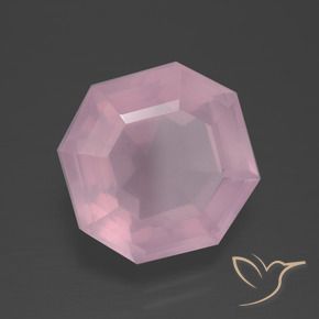 Quartzo Rosa Luz rosa Natural 7.57ct, Corte Octógono / Esmeralda, Transparente