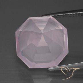Quartzo Rosa Rosa chiclete Natural 10.56ct, Corte Octógono / Esmeralda, Transparente