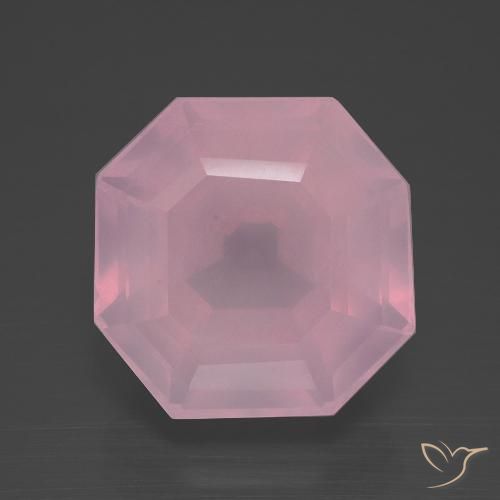 11.28ct Natural rosa rosa médio Quartzo Rosa, Corte Esmeralda, Transparente