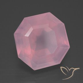 Quartzo Rosa rosa rosa médio Natural 11.28ct, Corte Octógono / Esmeralda, Transparente