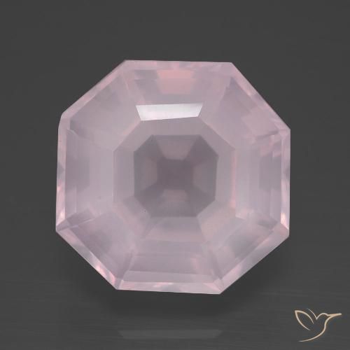 12.21ct Natural Luz rosa Quartzo Rosa, Corte Esmeralda, Transparente