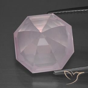 Quartzo Rosa Luz rosa Natural 12.21ct, Corte Octógono / Esmeralda, Transparente