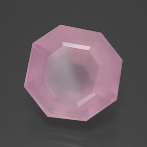 Quartzo rosa rosa natural 12,44ct, corte esmeralda, transparente