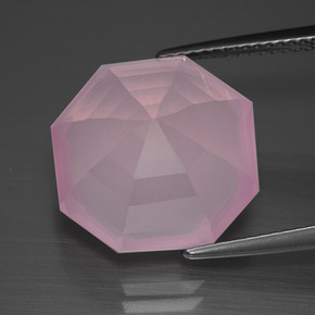 Quartzo rosa rosa natural 12,44ct, corte esmeralda, transparente