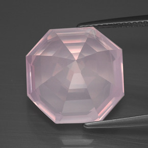 Quartzo rosa rosa natural 13,25ct, corte esmeralda, transparente