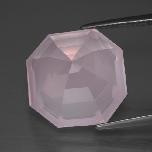 Quartzo rosa rosa natural 16,13ct, corte esmeralda, transparente
