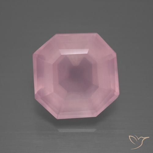 9.63ct Natural rosa rosa médio Quartzo Rosa, Corte Esmeralda, Transparente