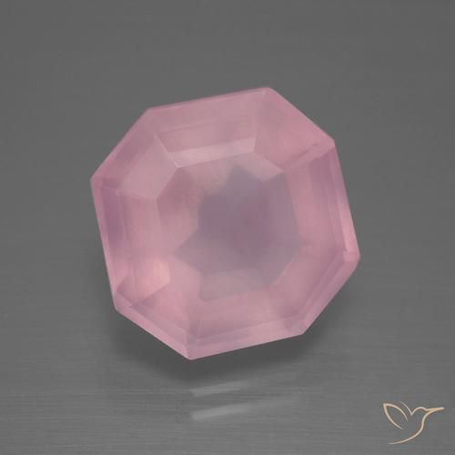 Quartzo Rosa rosa rosa médio Natural 9.63ct, Corte Octógono / Esmeralda, Transparente