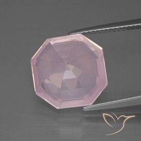 Quartzo Rosa Luz rosa Natural 8.93ct, Corte Octógono / Esmeralda, Transparente