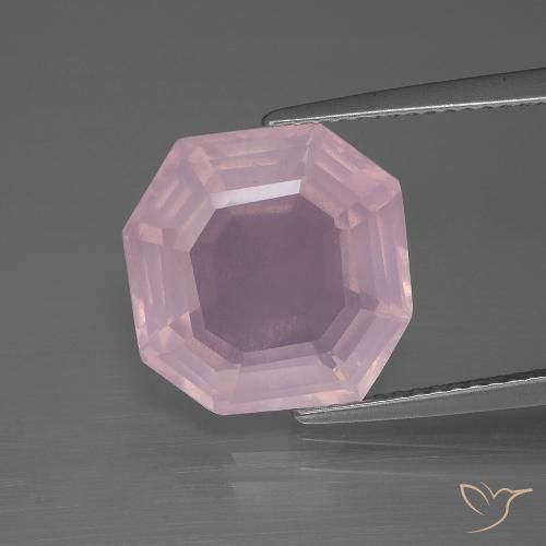 7.71ct Natural Luz rosa Quartzo Rosa, Corte Esmeralda, Transparente
