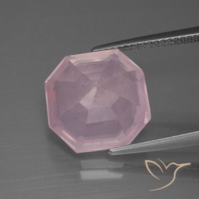 Quartzo Rosa Luz rosa Natural 7.71ct, Corte Octógono / Esmeralda, Transparente