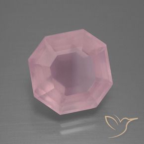 Quartzo Rosa rosa rosa médio Natural 9.72ct, Corte Octógono / Esmeralda, Transparente