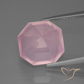 Quartzo Rosa rosa rosa médio Natural 9.72ct, Corte Octógono / Esmeralda, Transparente