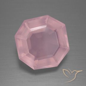 Quartzo Rosa rosa médio Natural 10.65ct, Corte Octógono / Esmeralda, Transparente