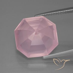 Quartzo Rosa rosa médio Natural 10.65ct, Corte Octógono / Esmeralda, Transparente