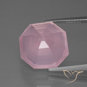 Quartzo Rosa Rosa chiclete Natural 11.37ct, Corte Octógono / Esmeralda, Transparente