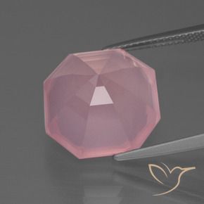 Quartzo Rosa rosa médio Natural 12.80ct, Corte Octógono / Esmeralda, Transparente