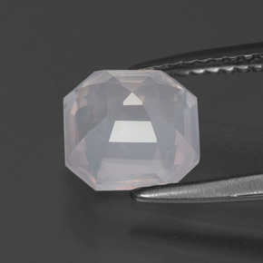 Quartzo rosa rosa natural 1,96ct, corte esmeralda, transparente