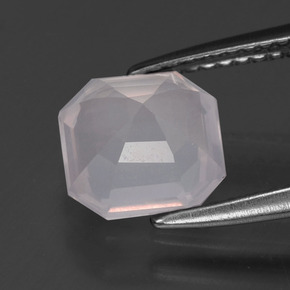 Quartzo rosa rosa natural 1,98ct, corte esmeralda, transparente