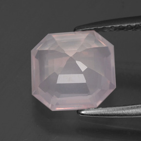 Quartzo rosa rosa natural 2,31ct, corte esmeralda, transparente
