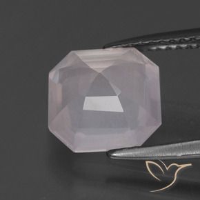 Quartzo Rosa Rosa bem claro Natural 2.99ct, Corte Octógono / Esmeralda, Transparente