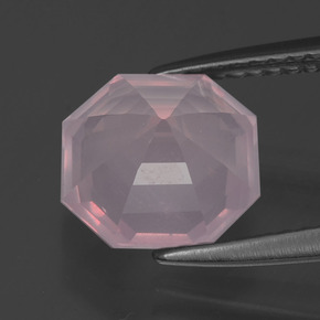 Quartzo rosa rosa natural 2,60ct, corte esmeralda, transparente