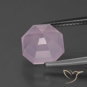 Quartzo Rosa Rosa chiclete Natural 4.68ct, Corte Octógono / Esmeralda, Transparente