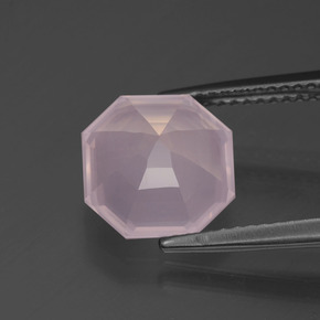 Quartzo rosa rosa natural 3,46ct, corte esmeralda, transparente