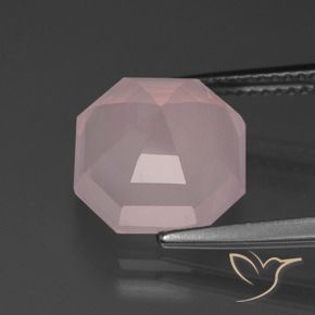 Quartzo Rosa rosa médio Natural 6.04ct, Corte Octógono / Esmeralda, Transparente