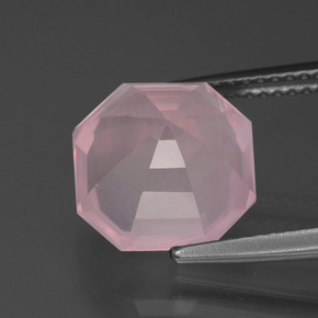 Quartzo Rosa rosa médio Natural 5.02ct, Corte Esmeralda, Transparente