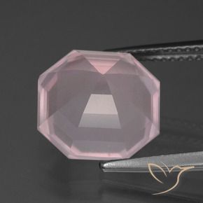 Quartzo Rosa Rosa Claro Rosa Natural 6.19ct, Corte Octógono / Esmeralda, Transparente