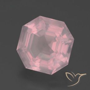 Quartzo Rosa rosa médio Natural 6.25ct, Corte Octógono / Esmeralda, Transparente