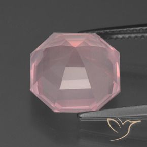 Quartzo Rosa rosa médio Natural 6.25ct, Corte Octógono / Esmeralda, Transparente