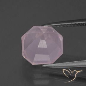 Quartzo Rosa Luz rosa Natural 4.39ct, Corte Octógono / Esmeralda, Transparente