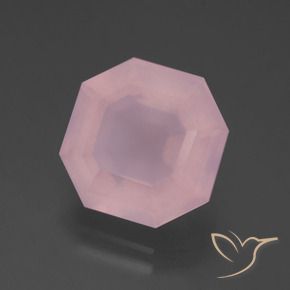 Quartzo rosa rosa natural 6,75ct, corte esmeralda, transparente