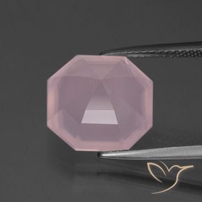 Quartzo rosa rosa natural 6,75ct, corte esmeralda, transparente