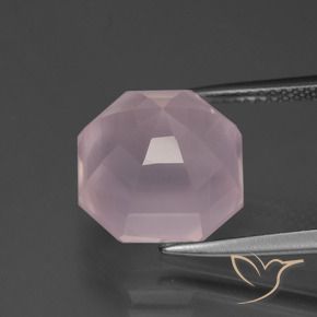 Quartzo Rosa Rosa chiclete Natural 9.02ct, Corte Octógono / Esmeralda, Transparente
