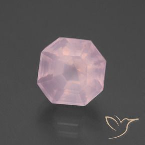 Quartzo Rosa Rosa chiclete Natural 6.34ct, Corte Octógono / Esmeralda, Transparente