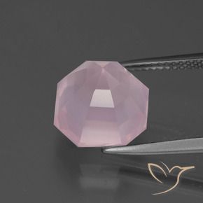 Quartzo Rosa Rosa chiclete Natural 6.34ct, Corte Octógono / Esmeralda, Transparente