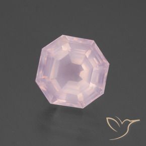 Quartzo Rosa Rosa chiclete Natural 6.47ct, Corte Octógono / Esmeralda, Transparente