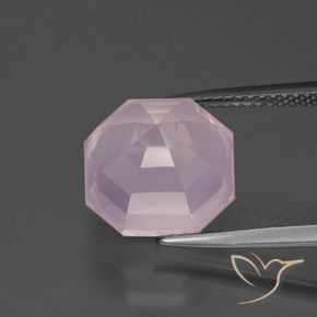 Quartzo Rosa Rosa chiclete Natural 6.47ct, Corte Octógono / Esmeralda, Transparente
