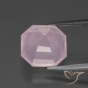 Quartzo Rosa Rosa chiclete Natural 7.58ct, Corte Octógono / Esmeralda, Transparente