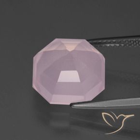 Quartzo Rosa Rosa chiclete Natural 7.76ct, Corte Octógono / Esmeralda, Transparente