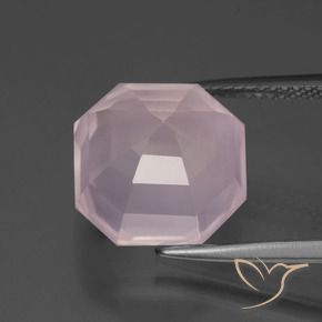Quartzo Rosa Rosa Claro Rosa Natural 9.25ct, Corte Octógono / Esmeralda, Transparente